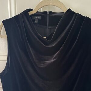 Talbots Black Velvet Cowl-Neck Sleeveless Blouse